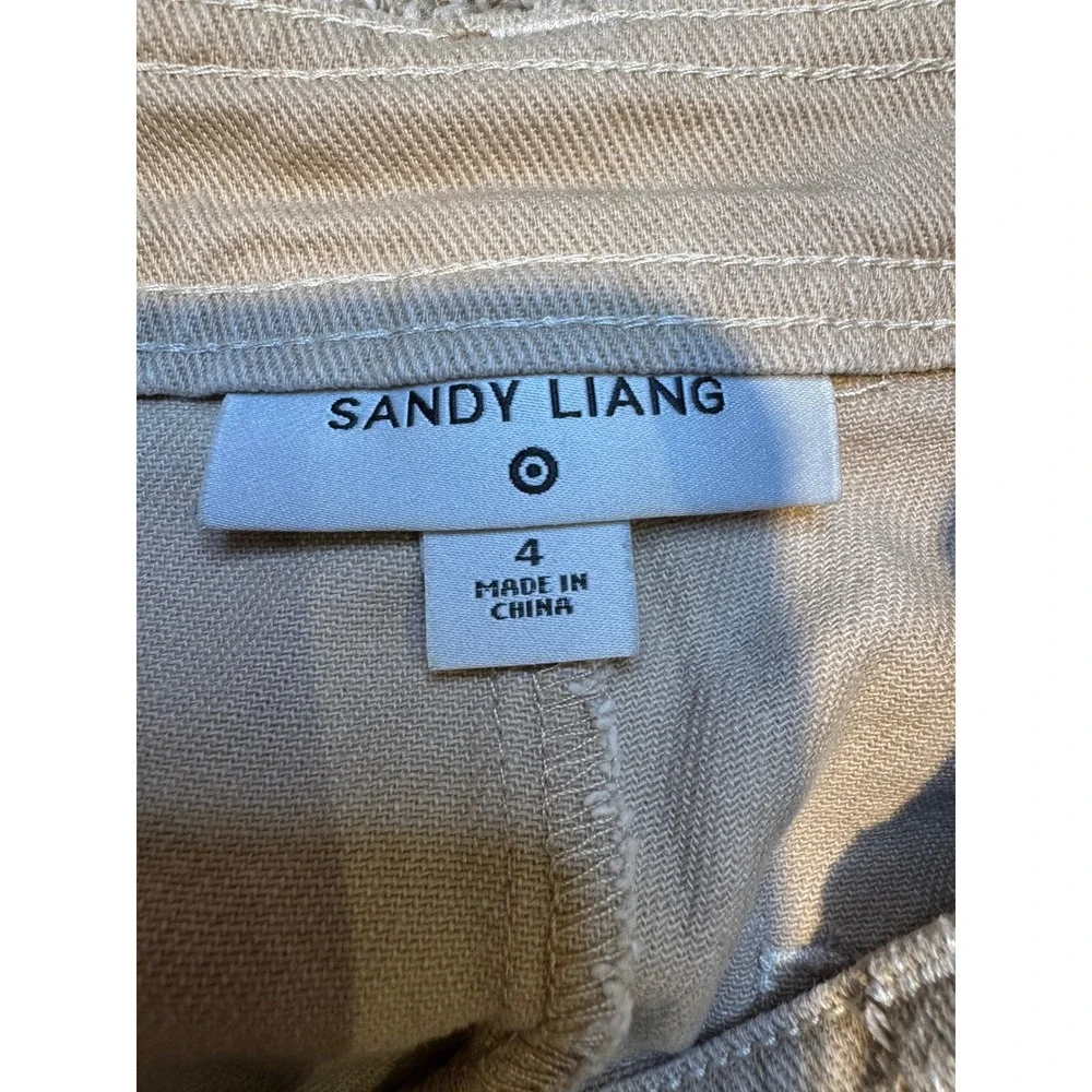 Sandy Liang x Target Tan Khaki Wide Leg Cargo Pants Women Size 4 Cotton Utility - Picture 3 of 11